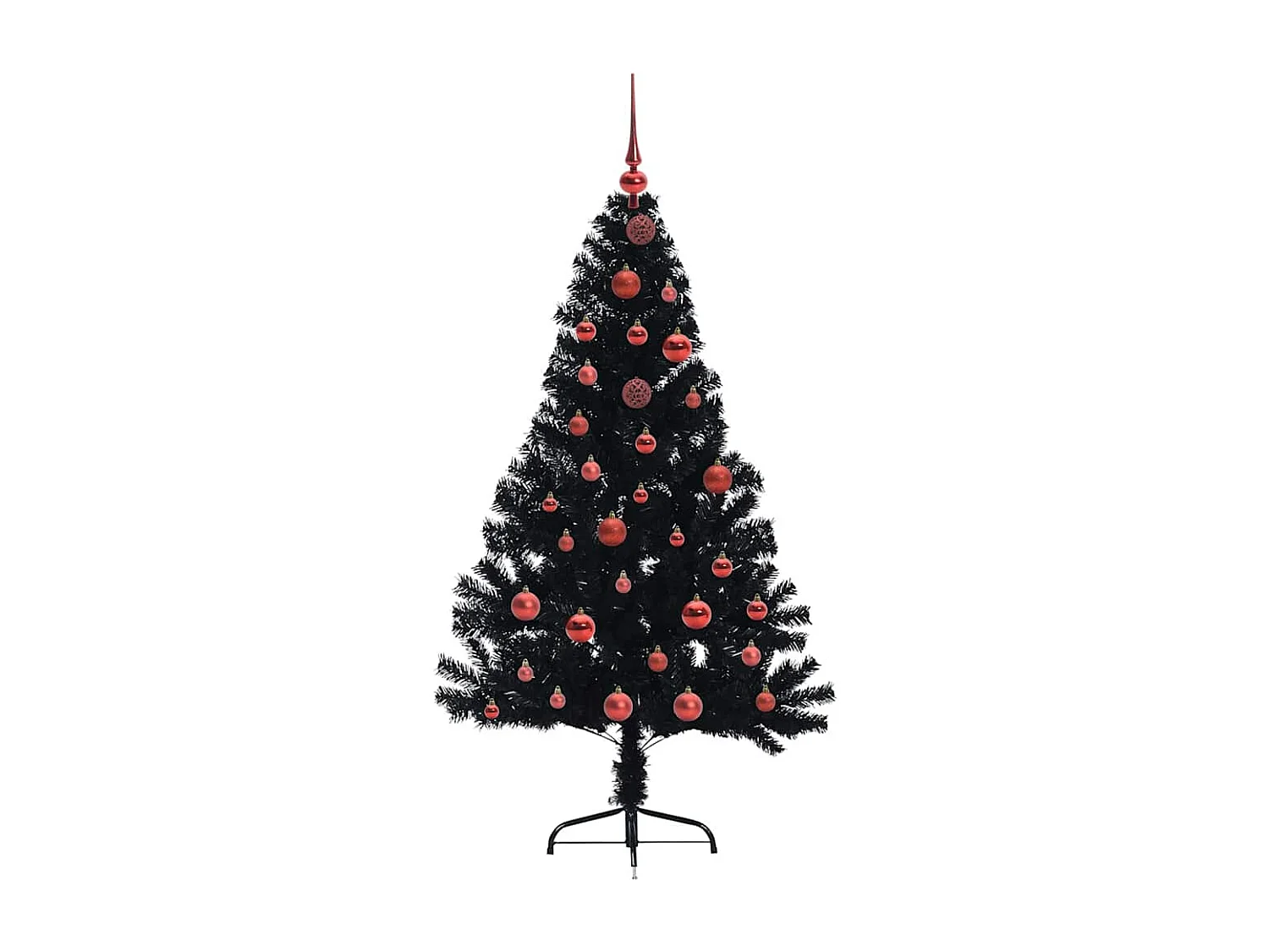 Sapin de Noël artificiel pré-éclairé Noir 150 cm PVC