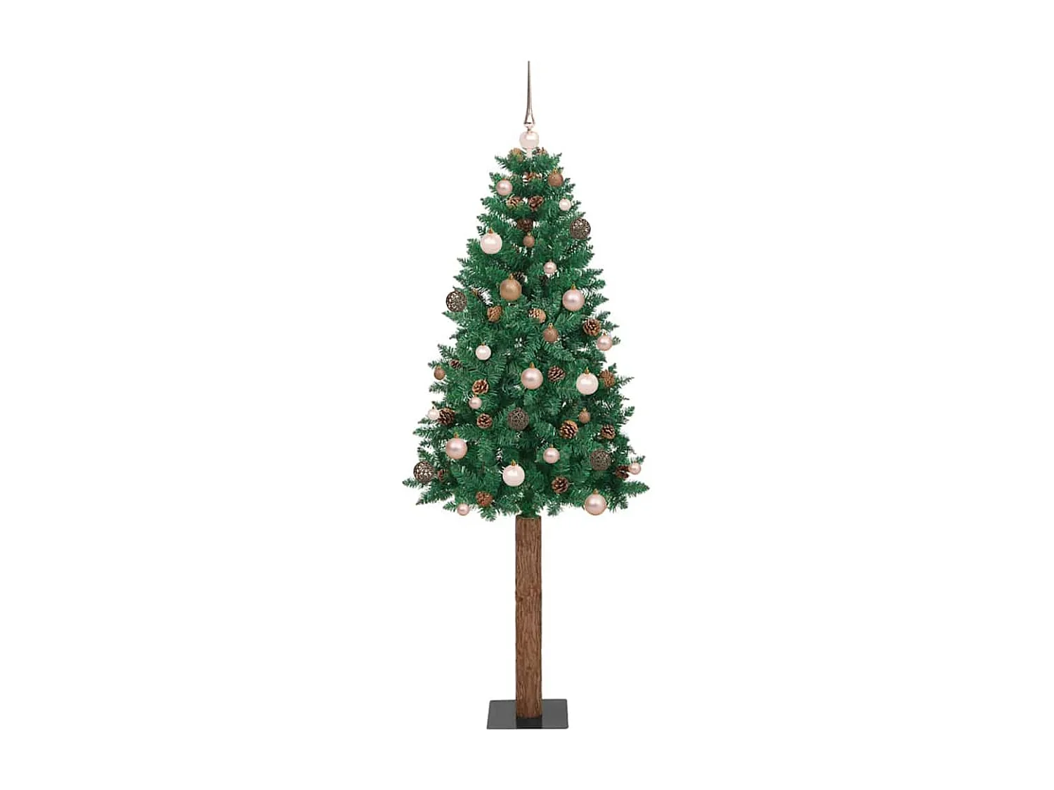 Schlanker grüner Weihnachtsbaum 180 cm PVC und massives Kiefernholz