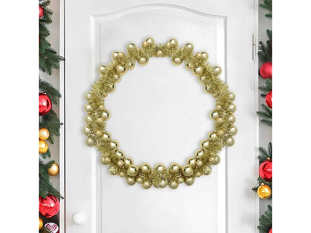 Guirlande de Boules de Noël Doré 186 cm Polystyrène