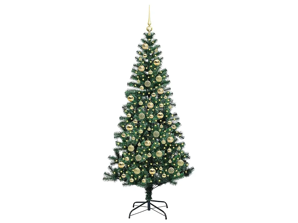 Sapin de Noël artificiel pré-éclairé Vert 210 cm PVC et métal
