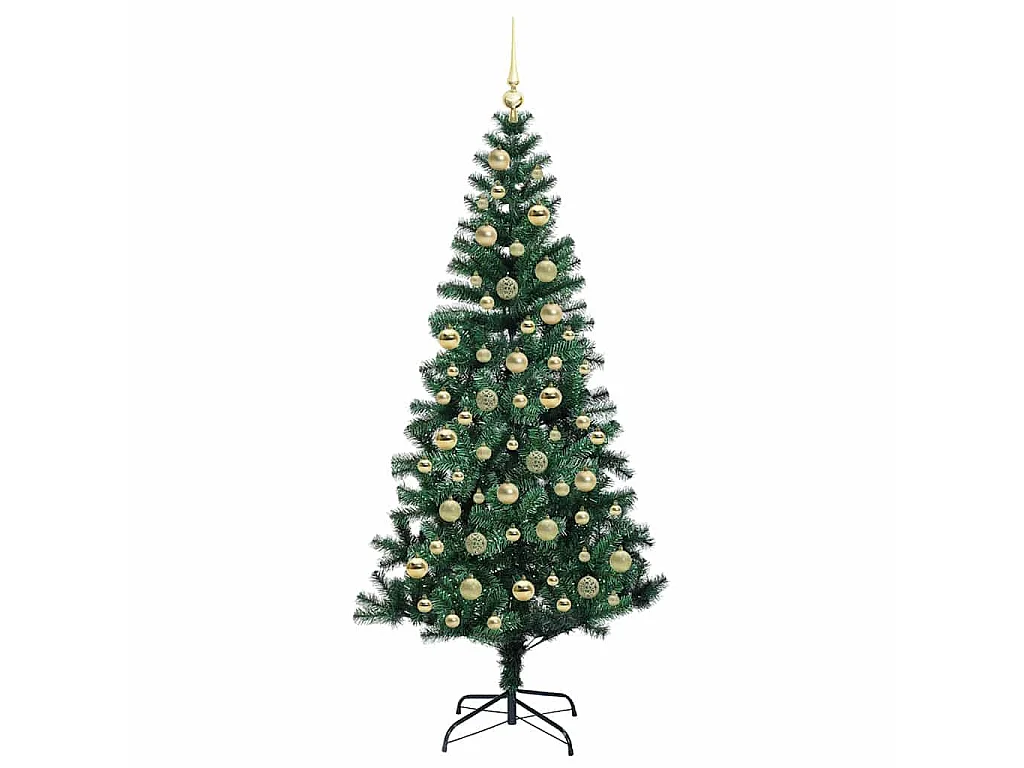 Sapin de Noël artificiel pré-éclairé Vert 210 cm PVC et métal
