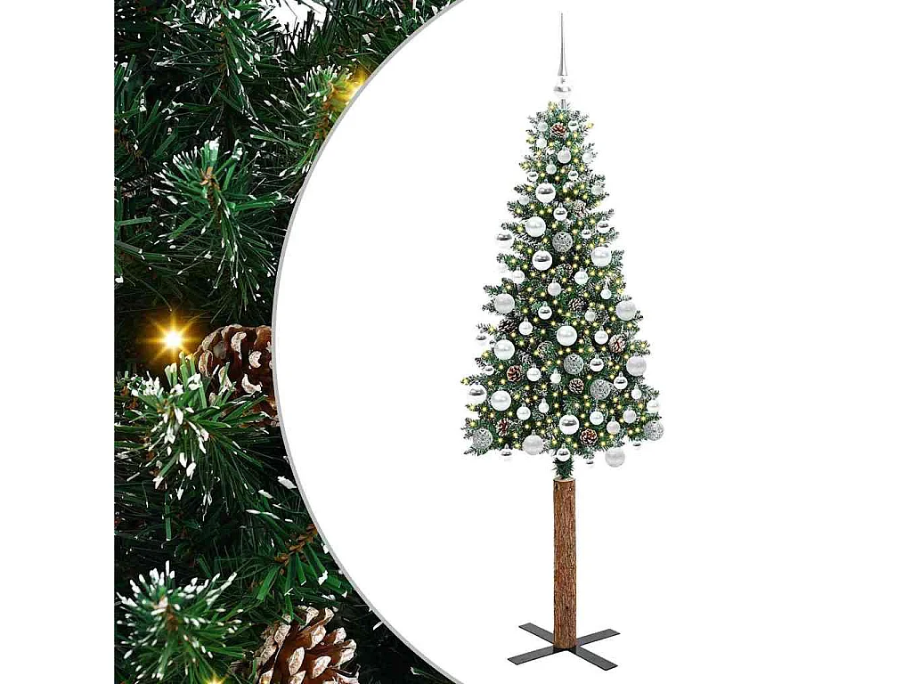 Schlanker Weihnachtsbaum mit 300 LEDs Grün und Weiß 180 cm