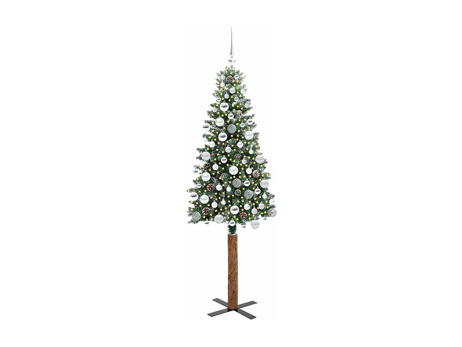 Schlanker Weihnachtsbaum mit 300 LEDs Grün und Weiß 180 cm