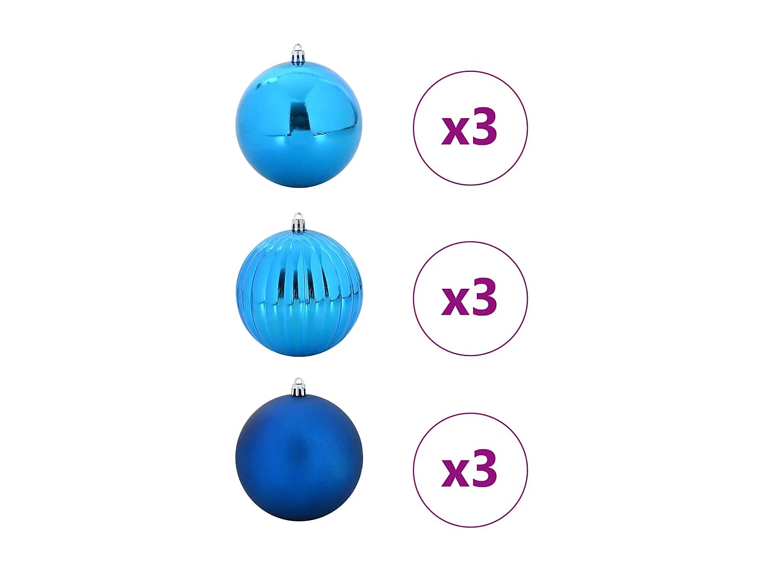 Ensemble de Boules de Noël 9 pcs Bleu