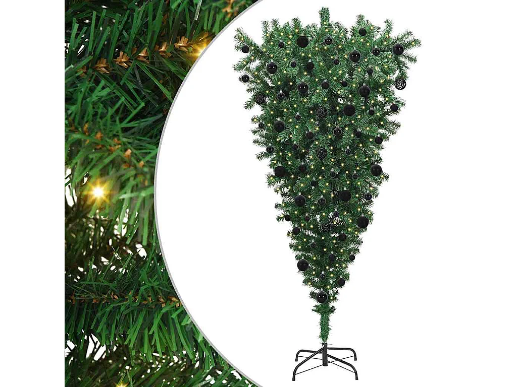Sapin de Noël artificiel pré-éclairé à l'envers avec ensemble de boules