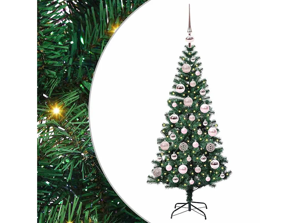 Voorverlichte kunstkerstboom groen 120 cm PVC en metaal