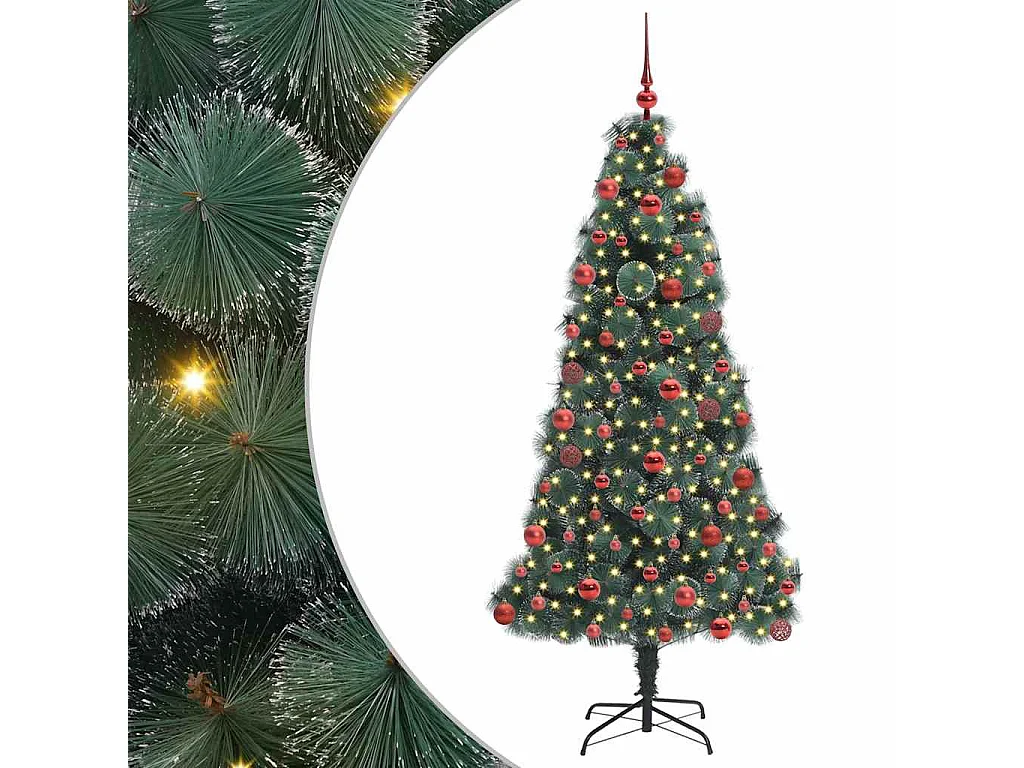 Voorverlichte kunstkerstboom met kerstballenset