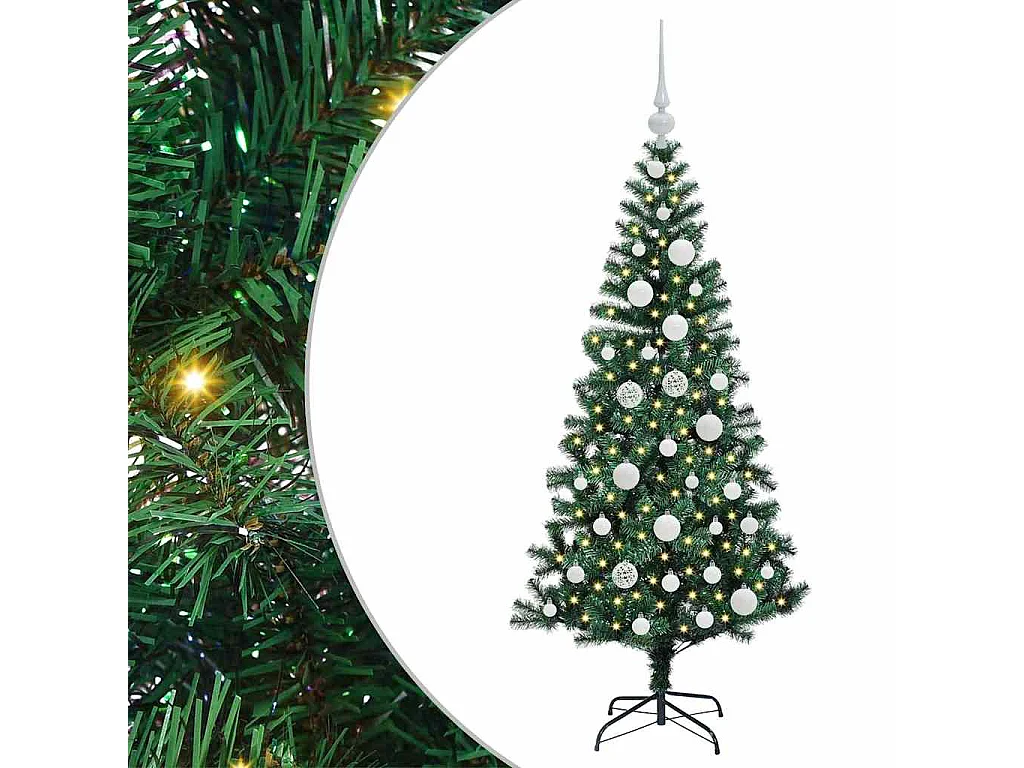 Voorverlichte kunstkerstboom groen 120 cm PVC en metaal