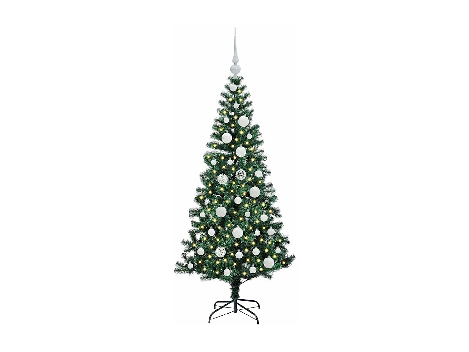 Voorverlichte kunstkerstboom groen 120 cm PVC en metaal