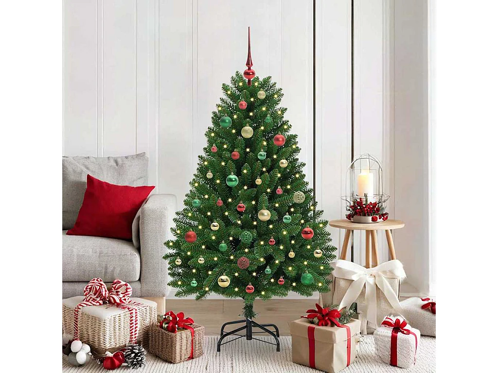 Sapin de Noël artificiel avec 150 LED Vert 150 cm PVC et métal