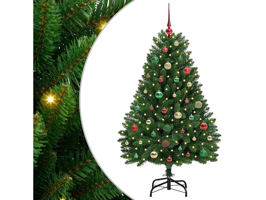Sapin de Noël artificiel avec 150 LED Vert 150 cm PVC et métal