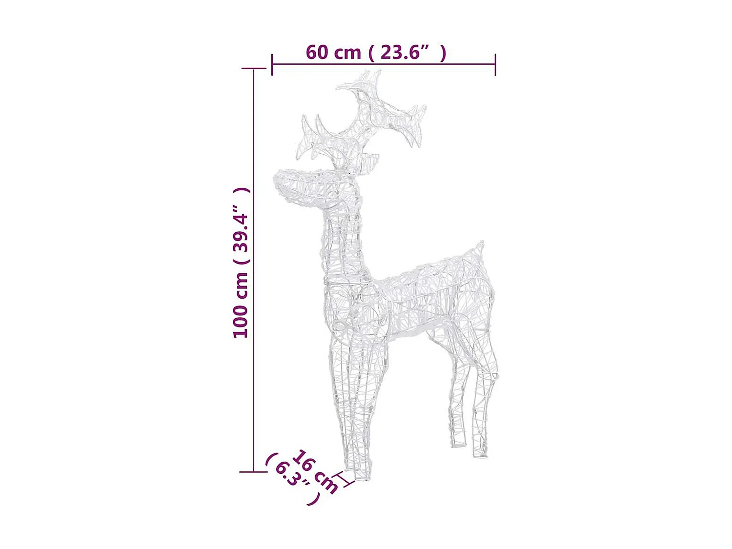 Rendier Kerstversiering 2 stuks 60x16x100 cm Acryl
