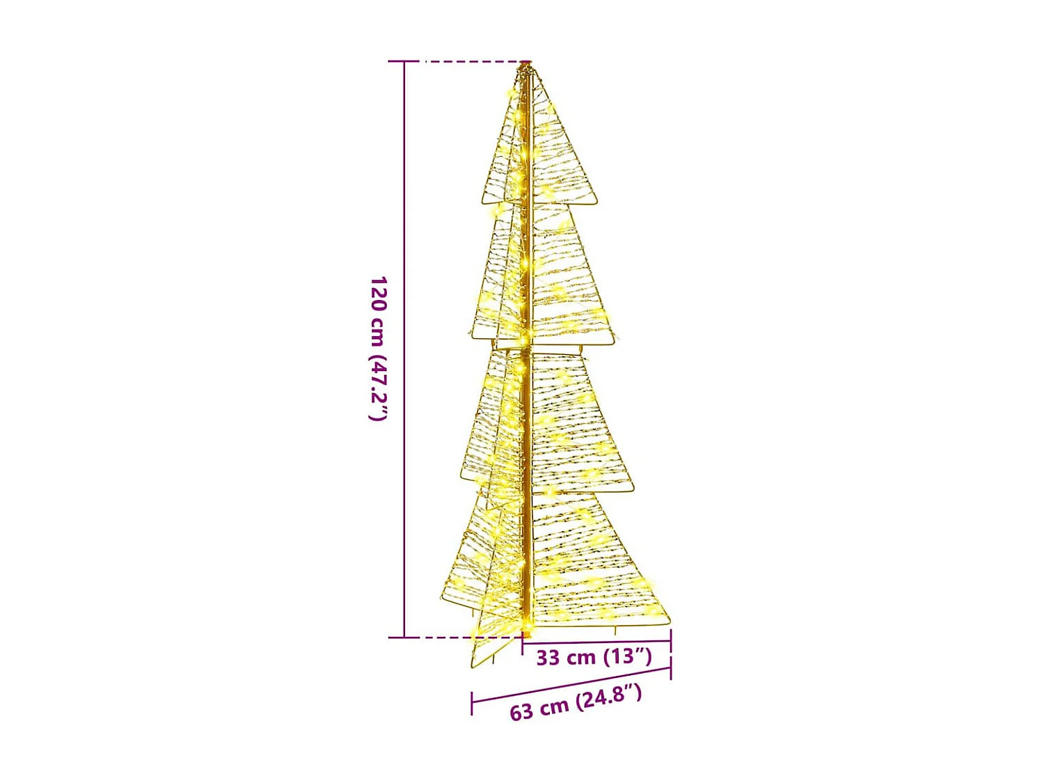 Sapin de Noël avec 100 LED Blanc chaud 120 cm PET