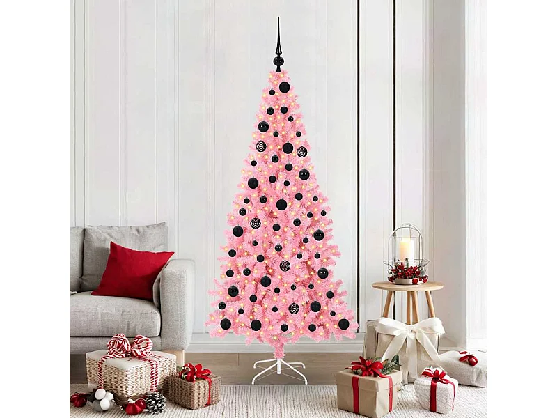 Kerstboom met 300 LED's met standaard Roze 180 cm PVC