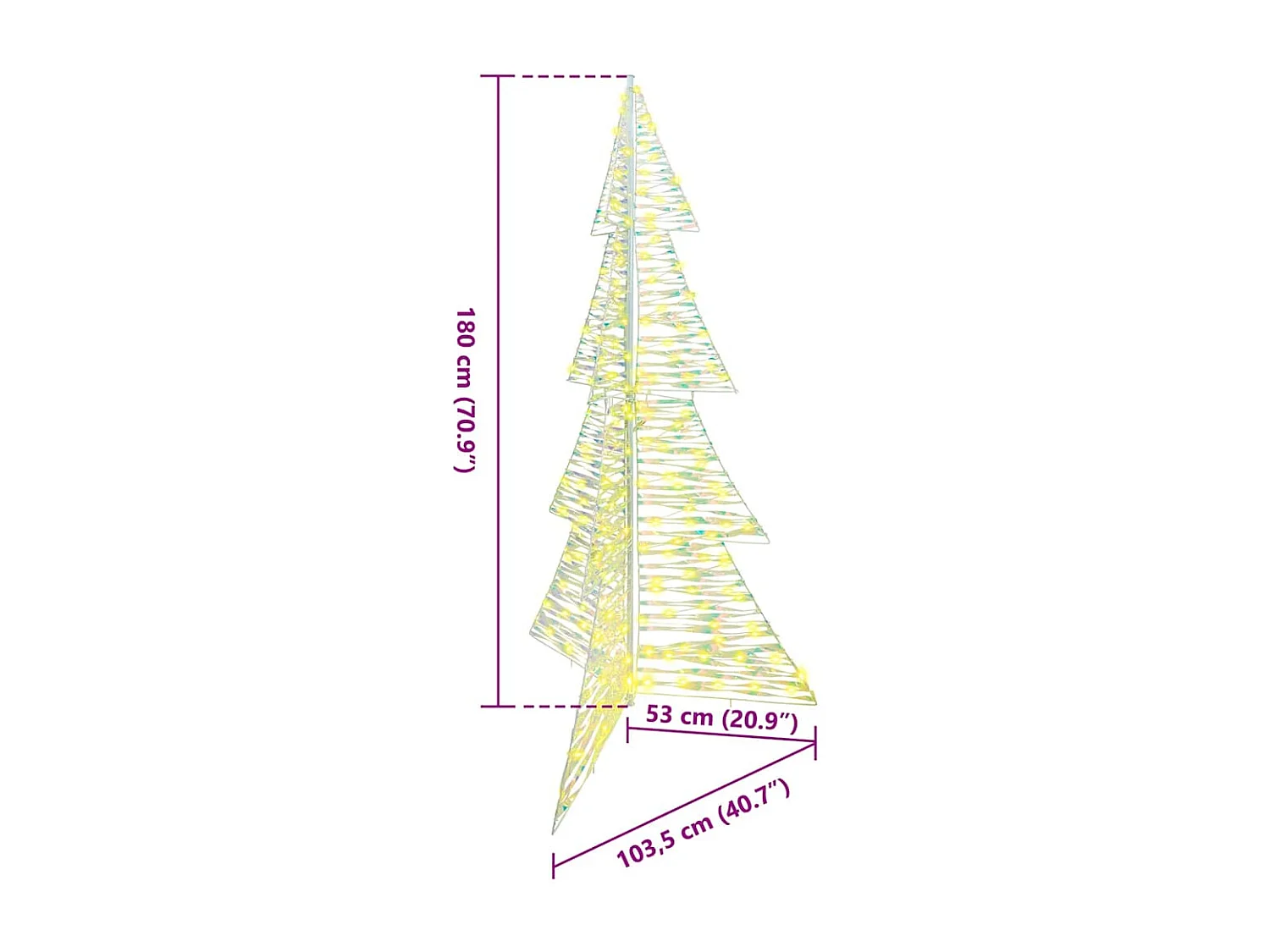 Sapin de Noël avec 240 LED Blanc chaud 180 cm PET
