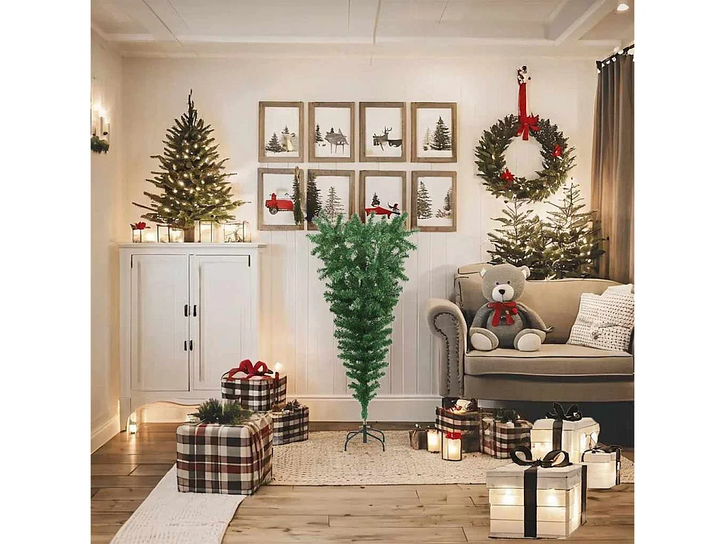 Sapin de Noël artificiel renversé avec support Vert 120 cm