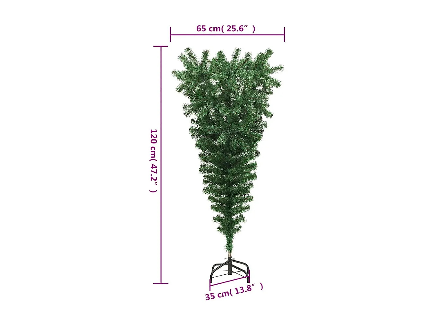 Sapin de Noël artificiel renversé avec support Vert 120 cm