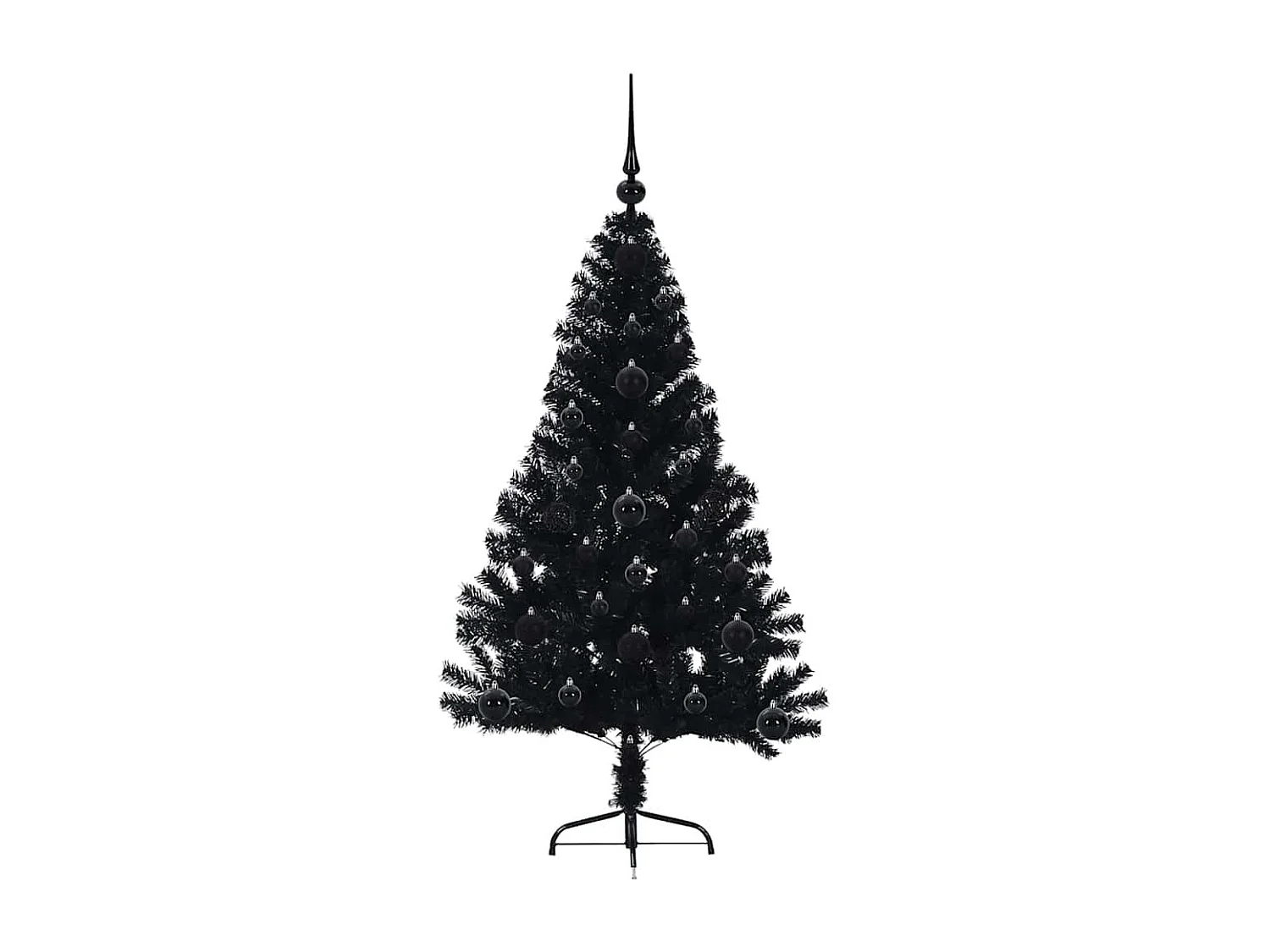 Sapin de Noël artificiel pré-éclairé Noir 120 cm PVC