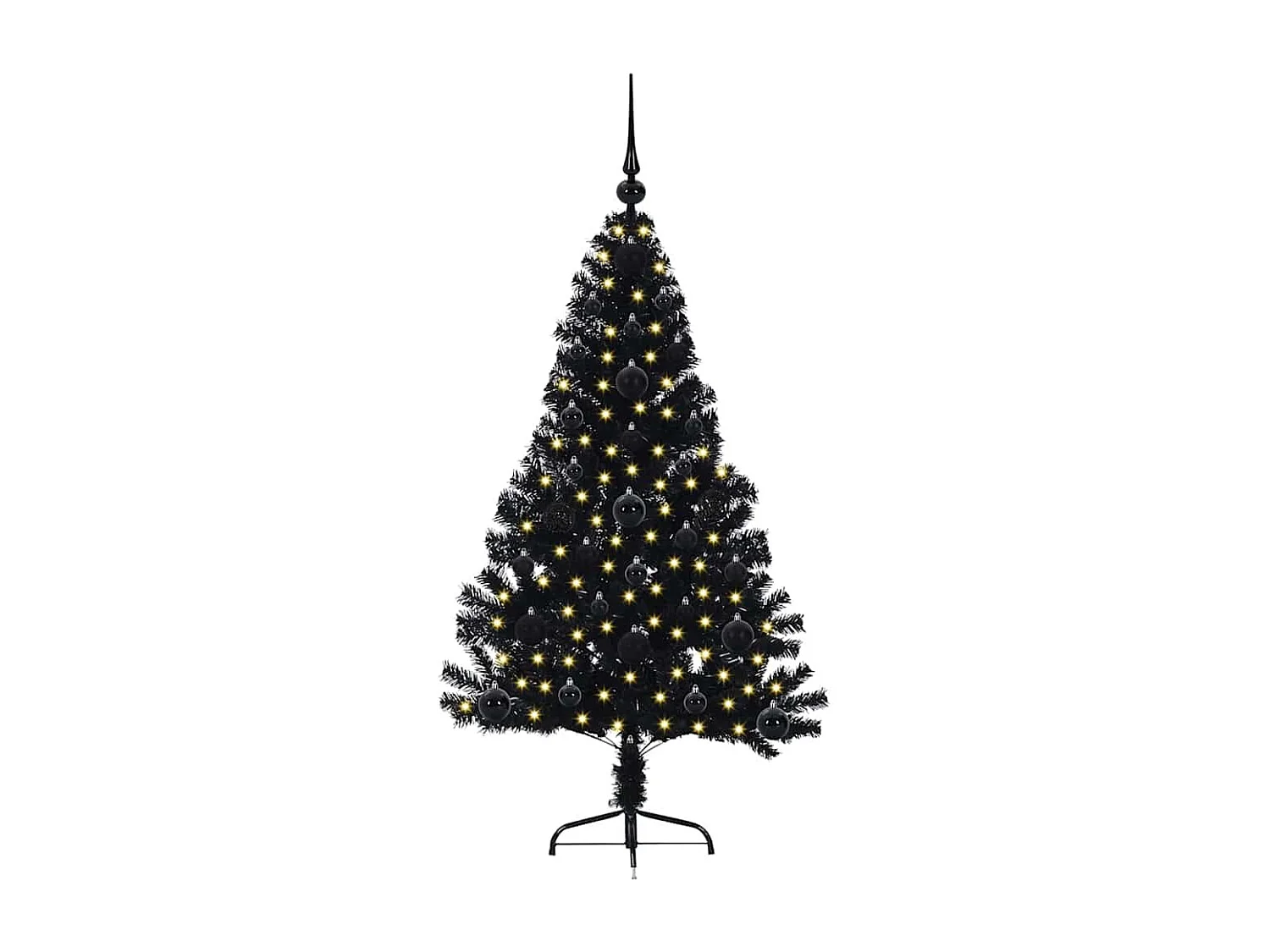 Voorverlichte kunstkerstboom zwart 120cm PVC