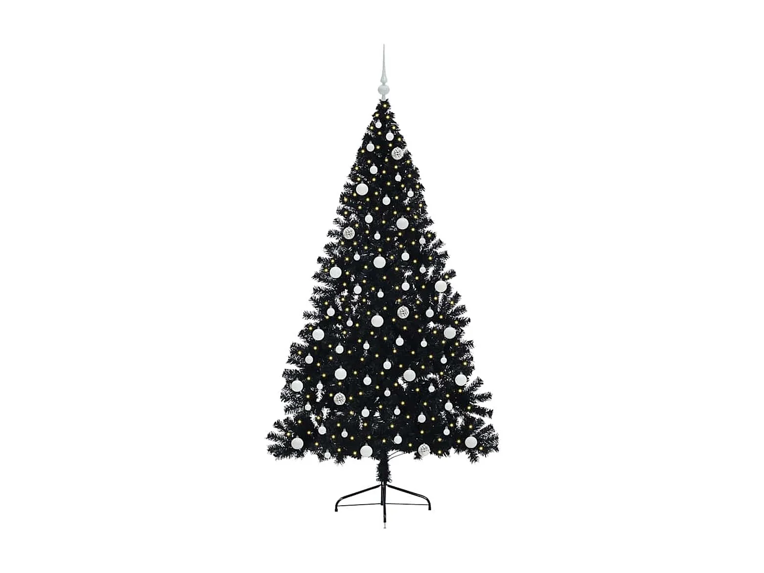 Künstlicher Weihnachtsbaum mit Beleuchtung, Schwarz, 210 cm, PVC