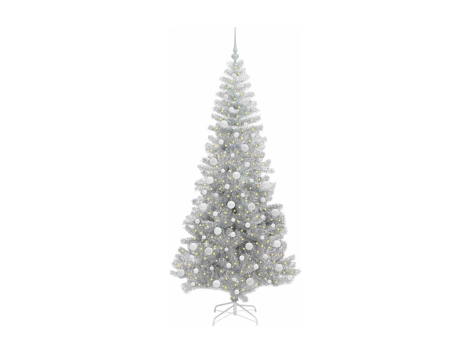 Sapin de Noël avec 300 LED avec support Argent 210 cm PET