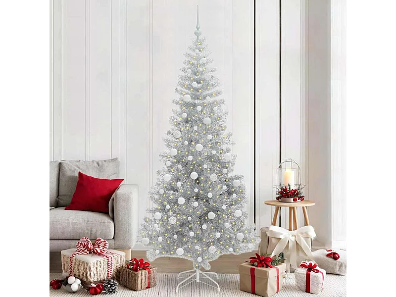 Albero di Natale con 300 LED con supporto Argento 210 cm PET