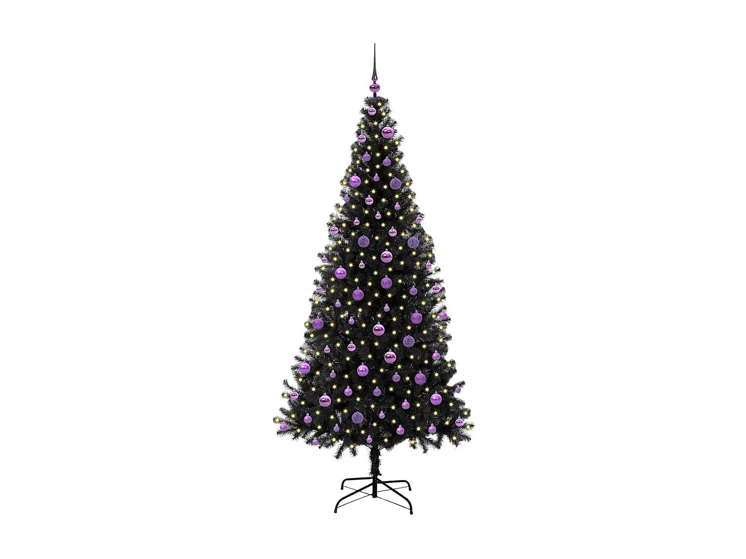 Weihnachtsbaum mit 300 LEDs mit Ständer Schwarz 210 cm PVC