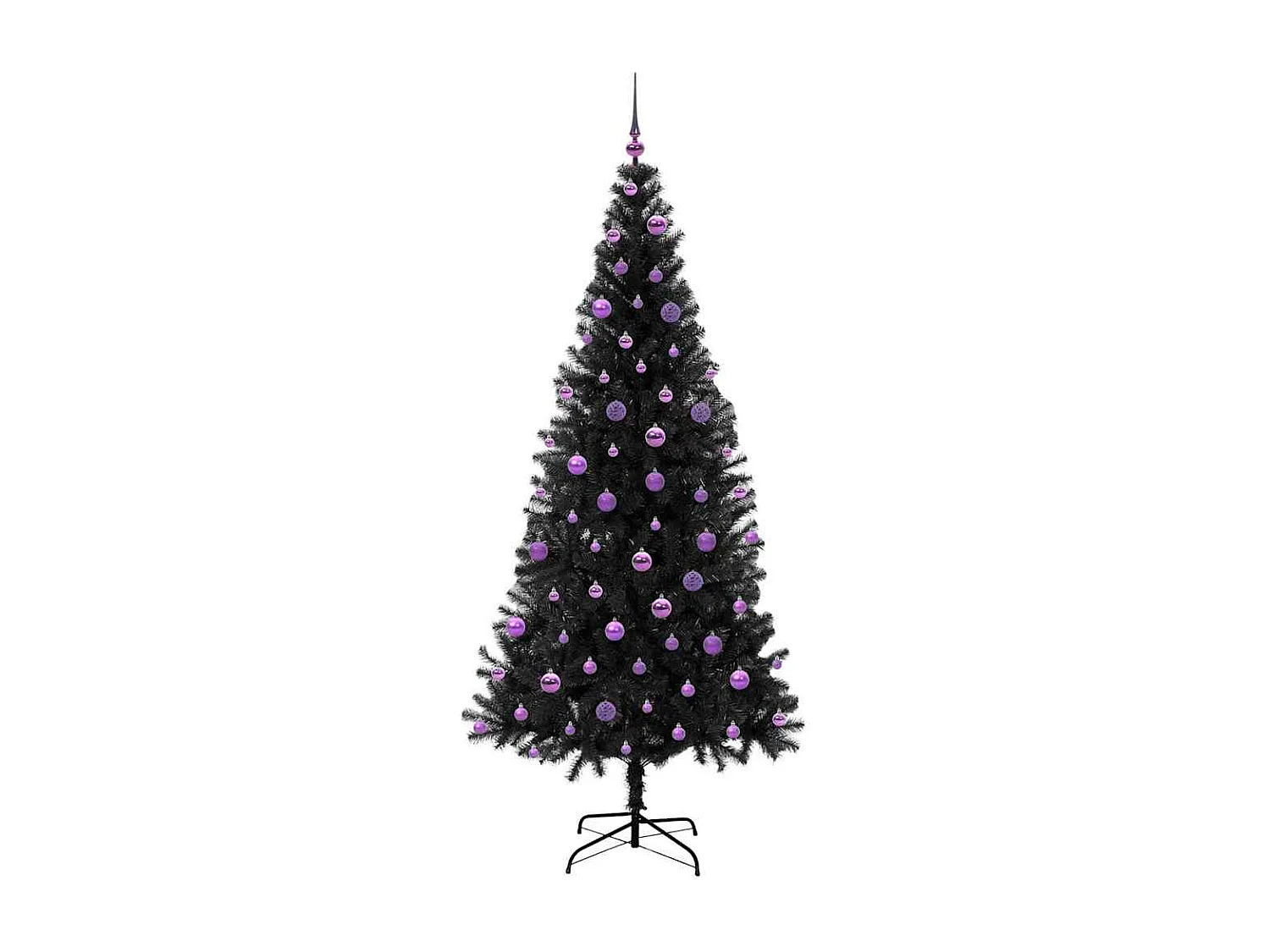 Weihnachtsbaum mit 300 LEDs mit Ständer Schwarz 210 cm PVC