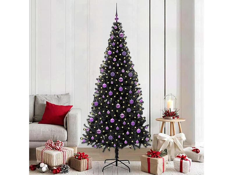 Albero di Natale con 300 LED con supporto Nero 210 cm PVC