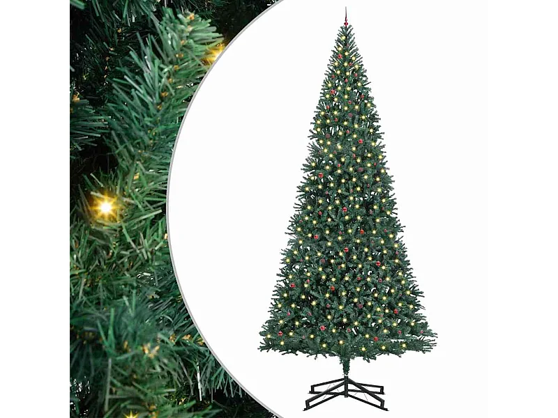 Albero di Natale artificiale preilluminato con set di palline