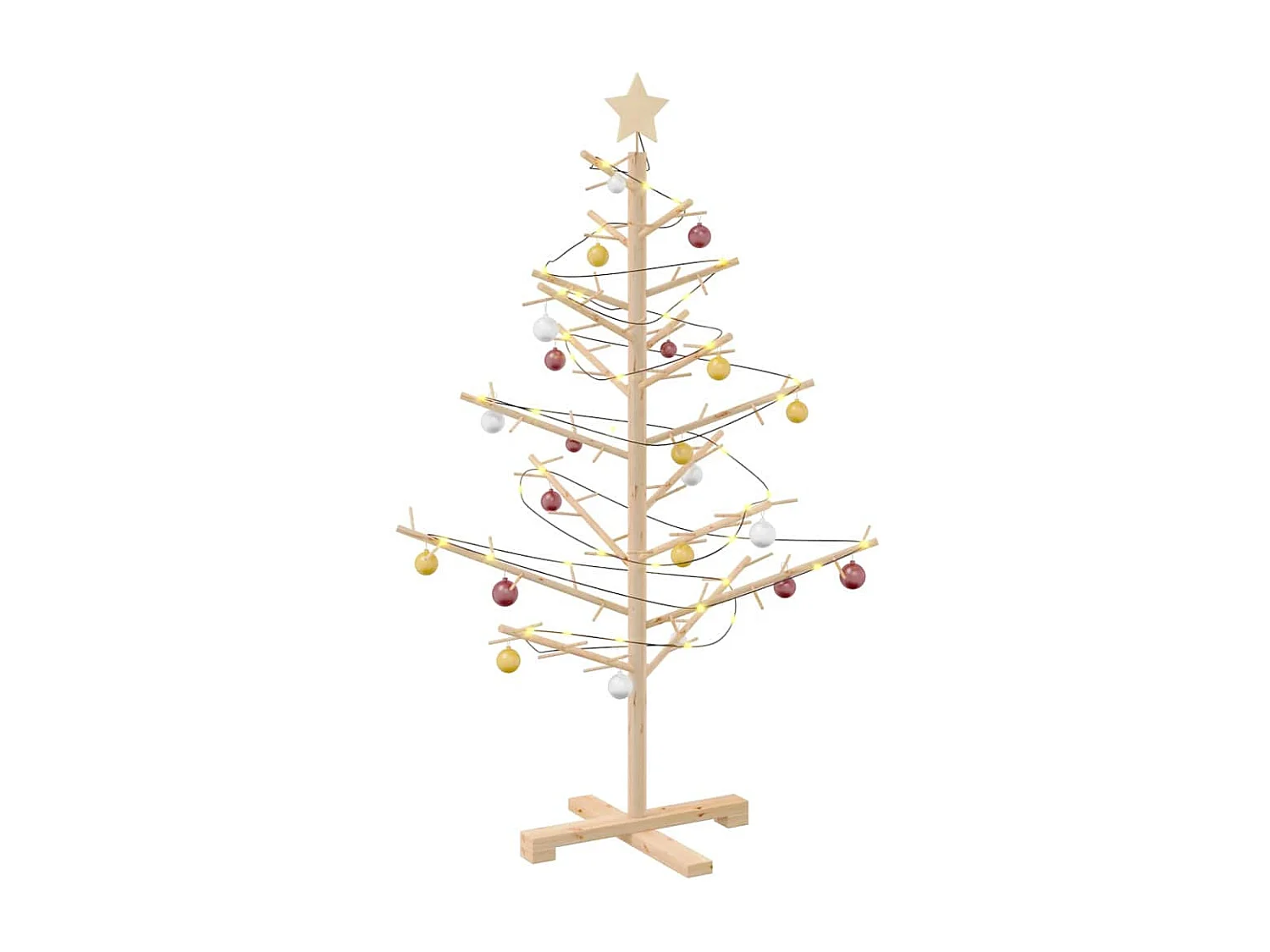 Arbre de Noël en bois Naturel 125 cm Bois massif en pin