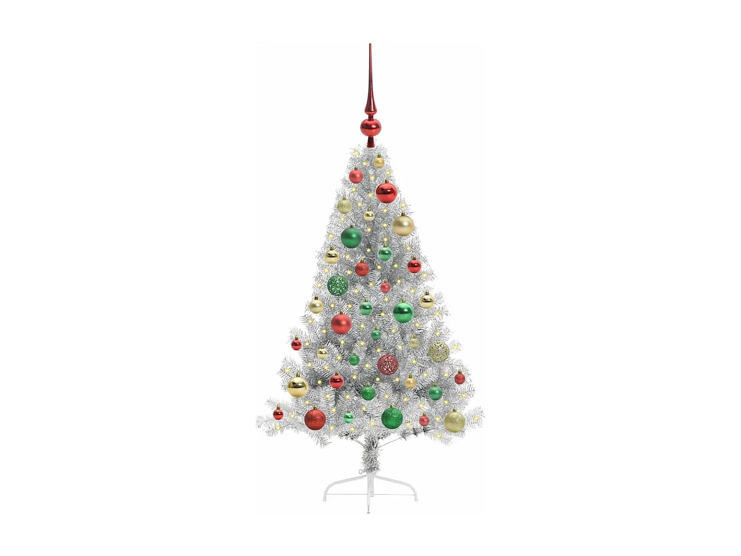 Voorverlichte kunstkerstboom zilver 120cm PET