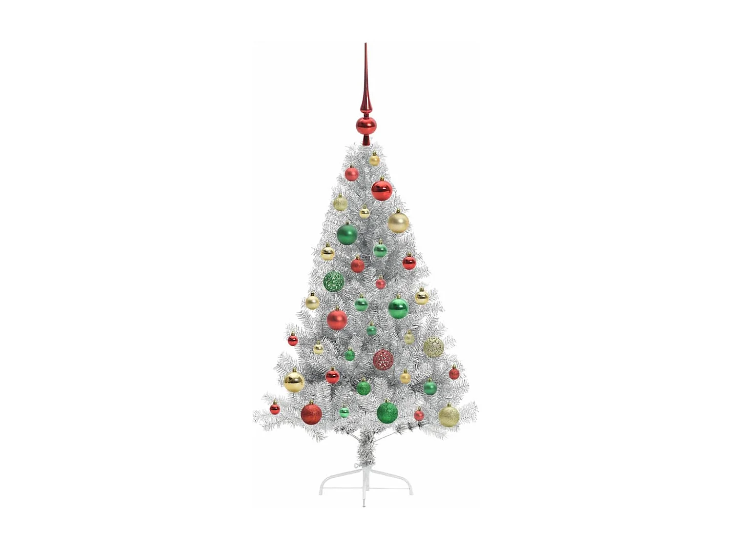 Voorverlichte kunstkerstboom zilver 120cm PET