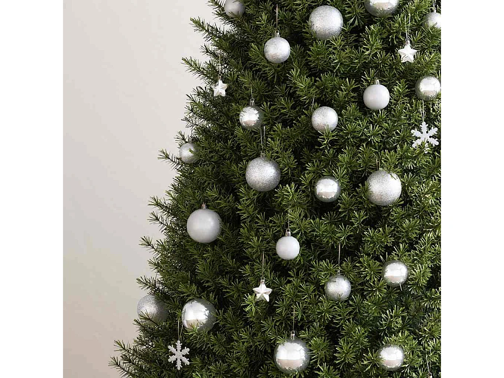 Ensemble de boules de Noël 111 pièces argenté polystyrène