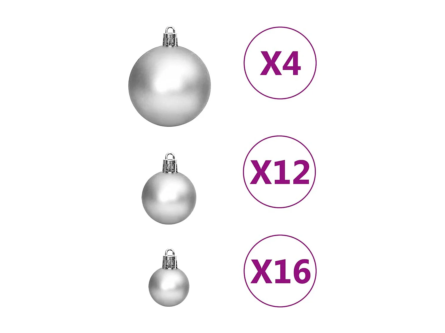 Ensemble de boules de Noël 111 pièces argenté polystyrène