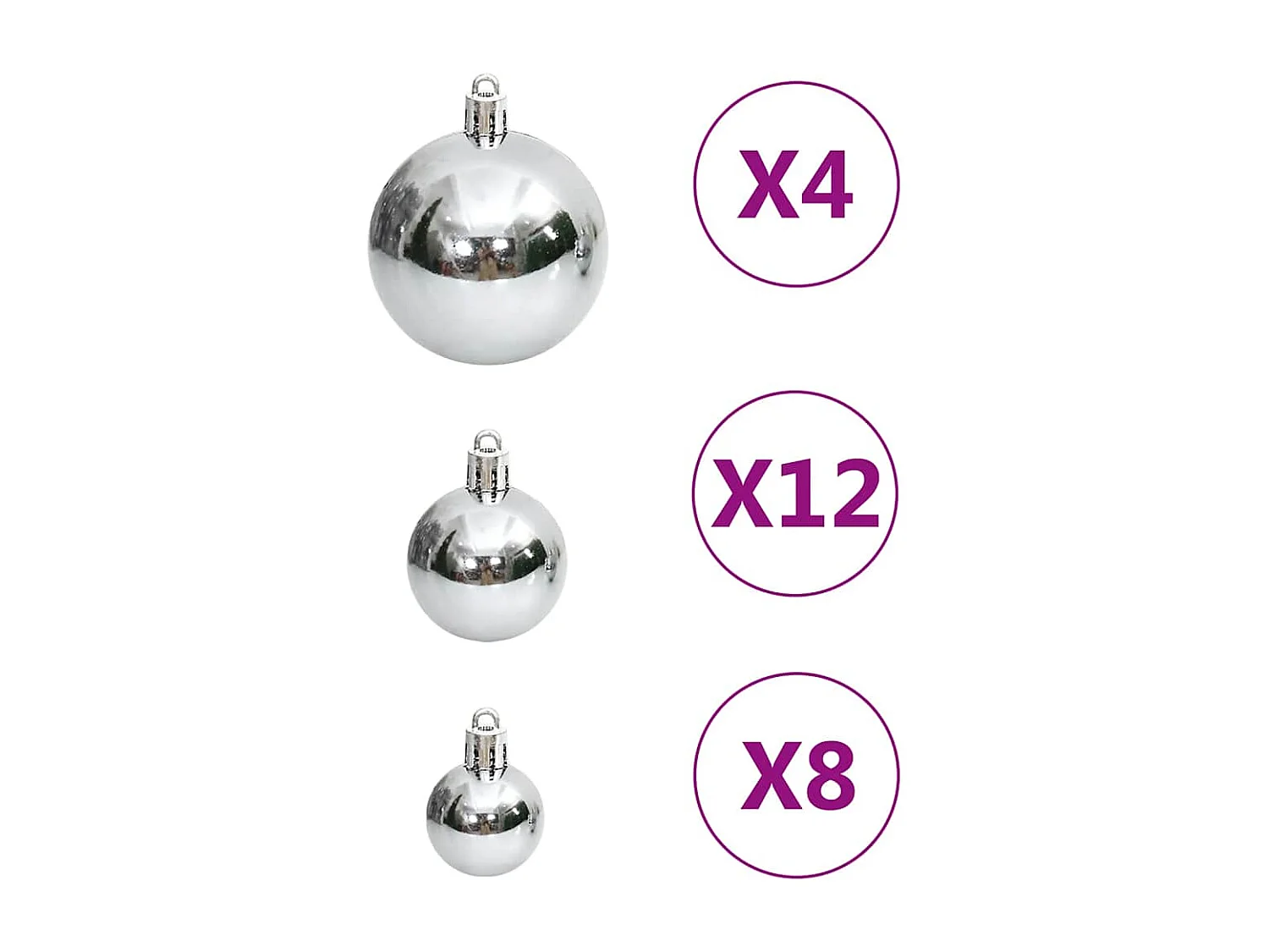 Ensemble de boules de Noël 111 pièces argenté polystyrène