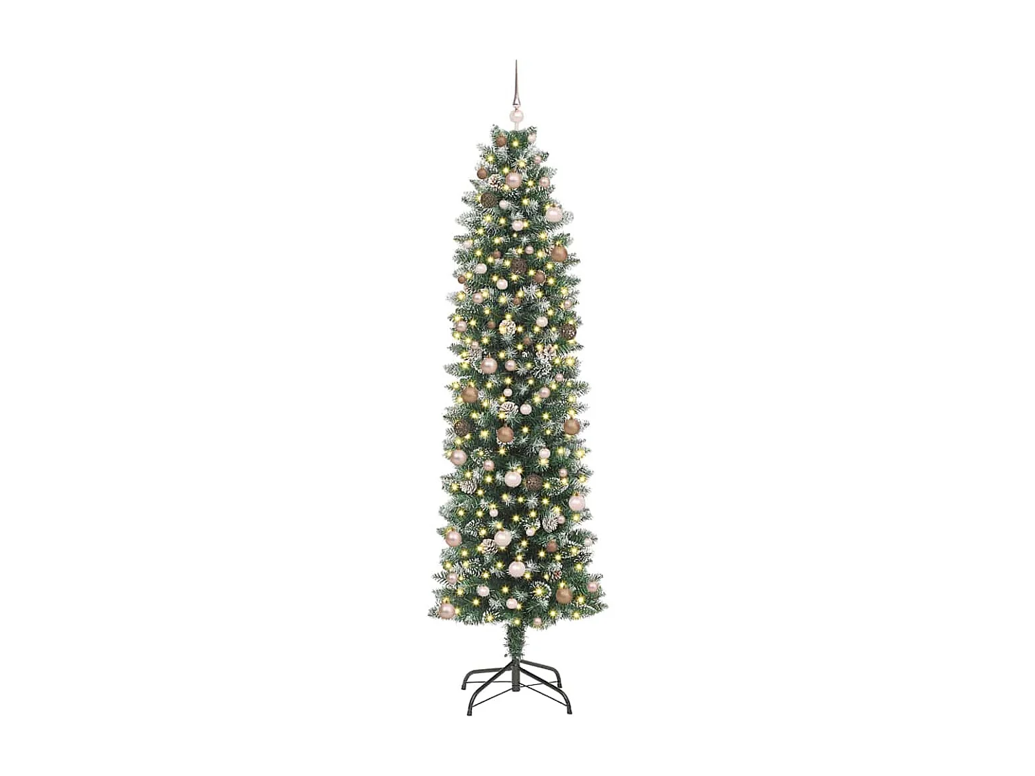 Schlanker künstlicher Weihnachtsbaum mit 300 LEDs Grün 240 cm