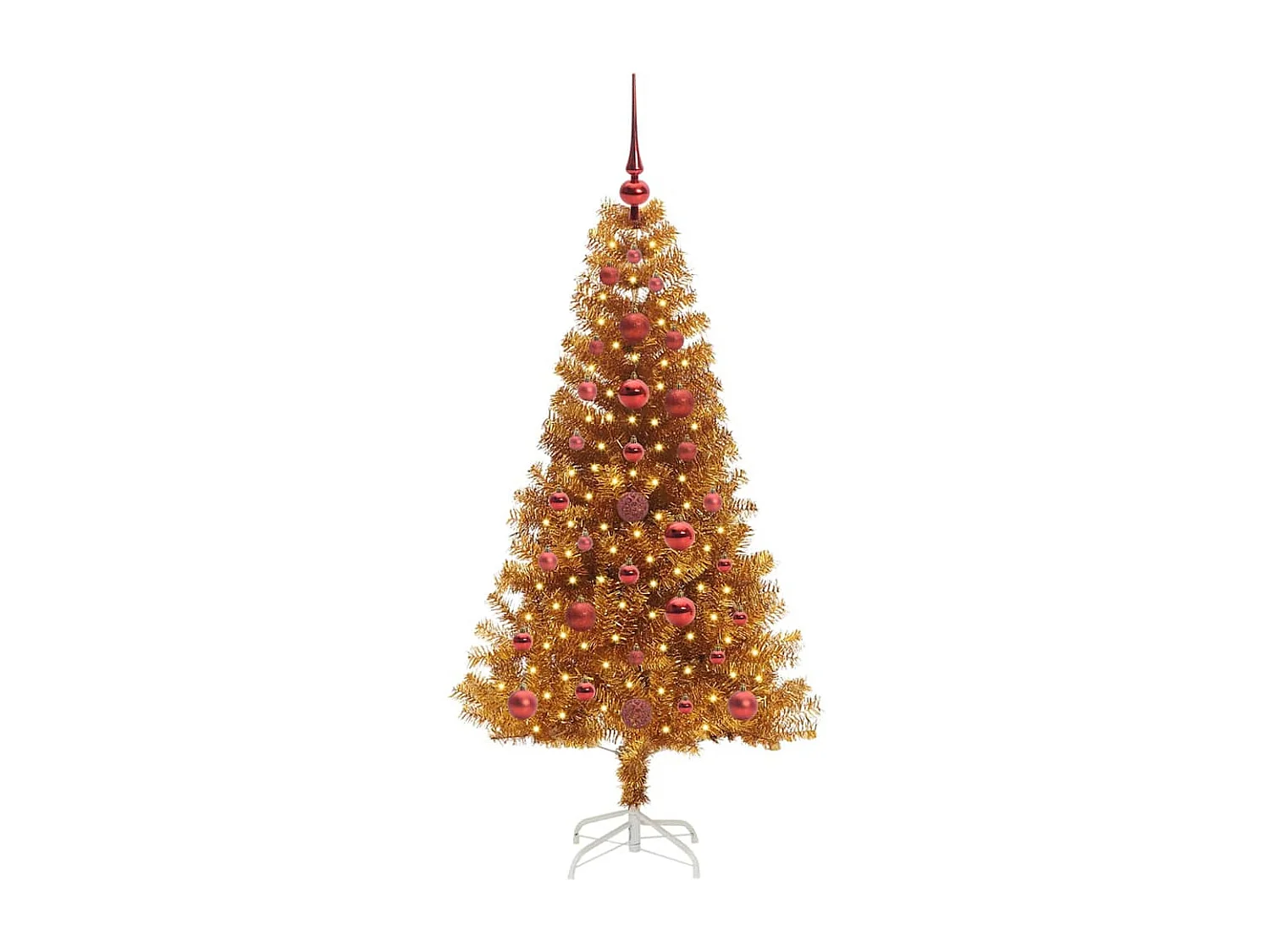 Sapin de Noël avec 150 LED avec support Doré 120 cm PET