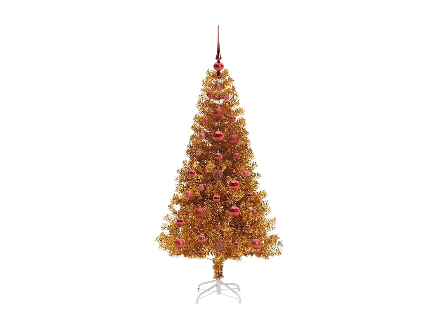 Sapin de Noël avec 150 LED avec support Doré 120 cm PET