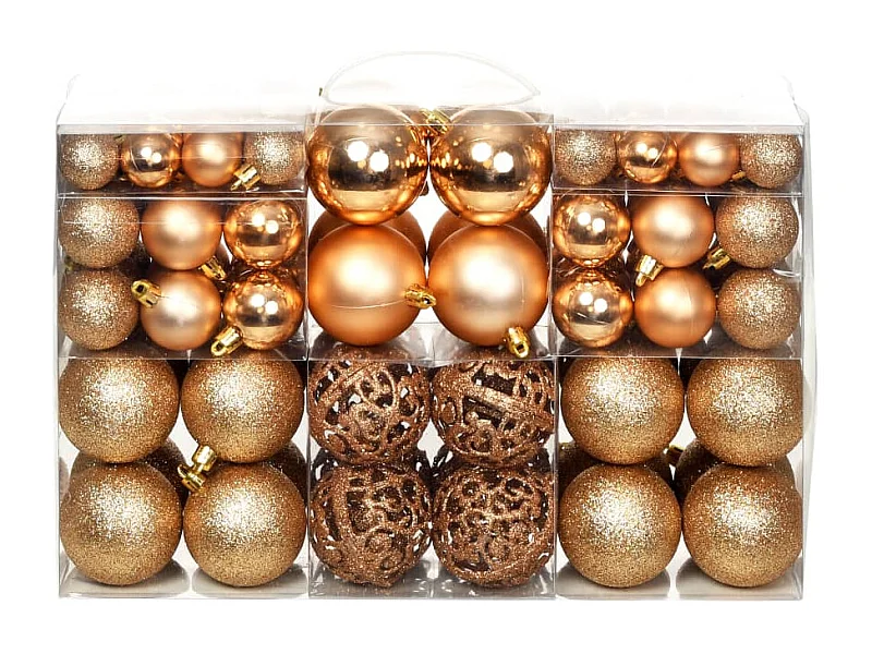 Ensemble de boules de Noël 100 pcs 3/4/6 cm Rose/Doré