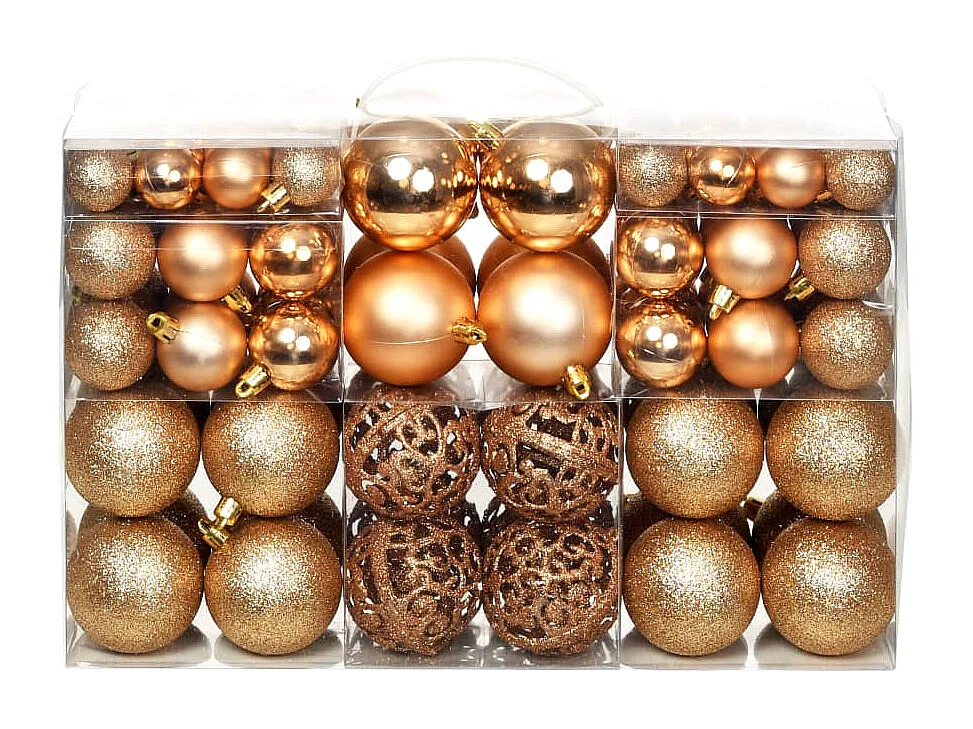 Kerstballenset 100 stuks 3/4/6 cm Roze/Goud
