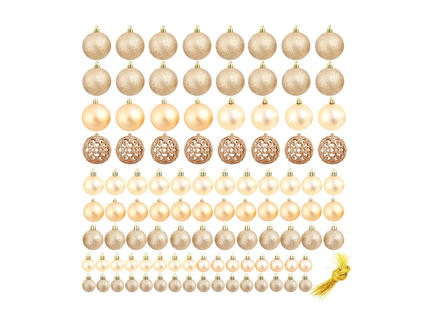 Kerstballenset 100 stuks 3/4/6 cm Roze/Goud