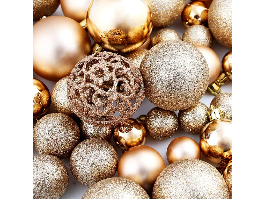 Kerstballenset 100 stuks 3/4/6 cm Roze/Goud