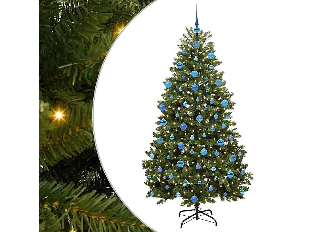 Sapin de Noël artificiel avec 300 LED Vert 180 cm PVC et métal