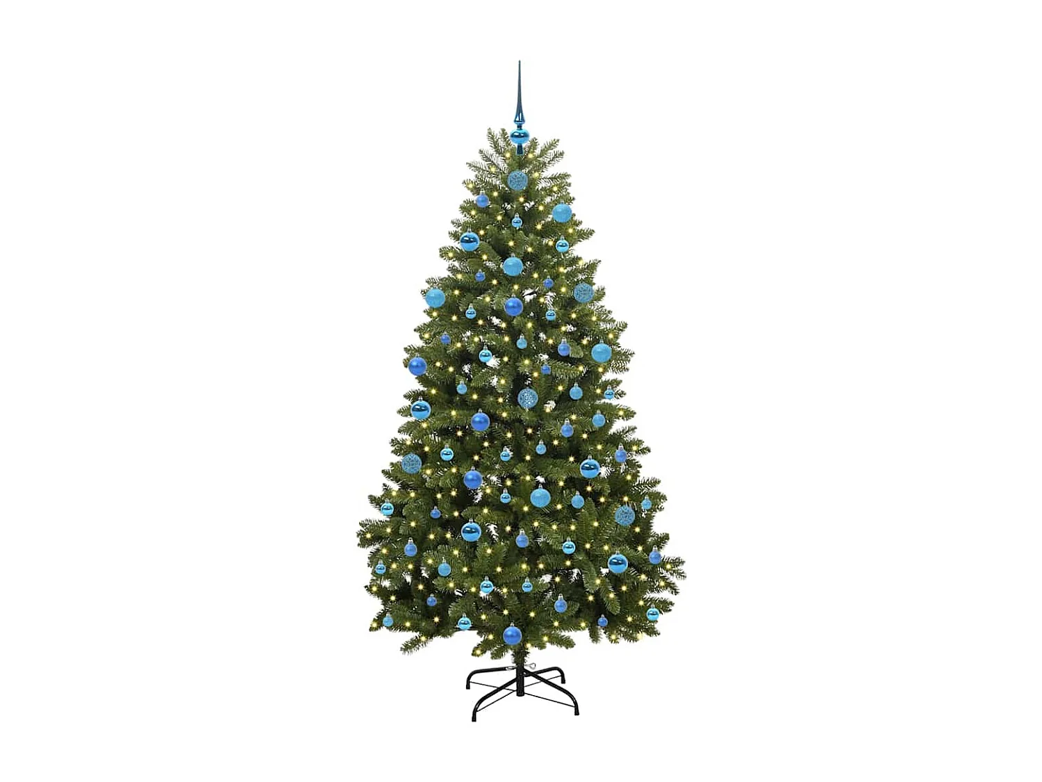 Sapin de Noël artificiel avec 300 LED Vert 180 cm PVC et métal