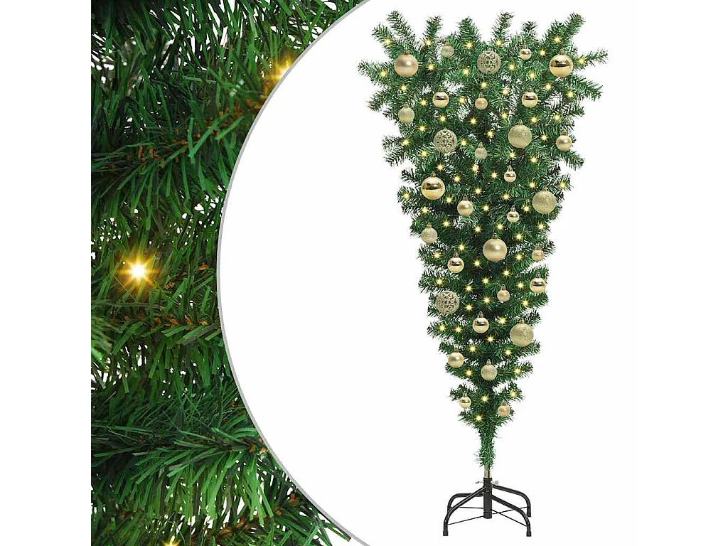Alberi di Natale artificiali capovolti pre-illuminati con set di palline