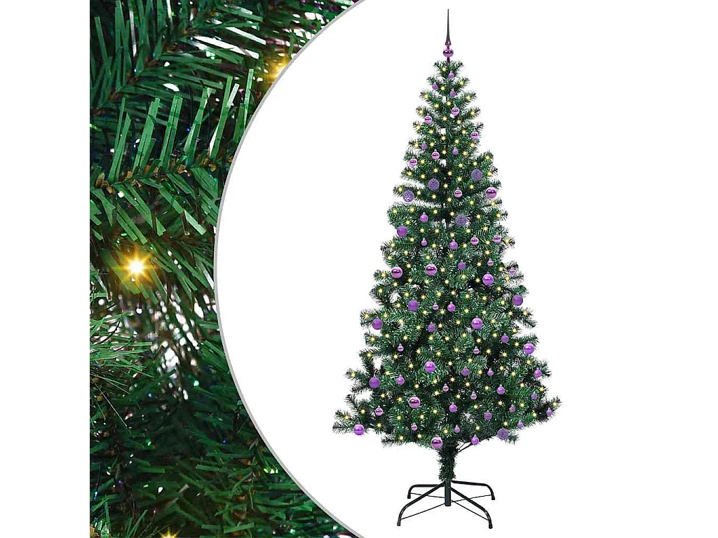 Albero di Natale artificiale preilluminato verde 240 cm PVC e metallo