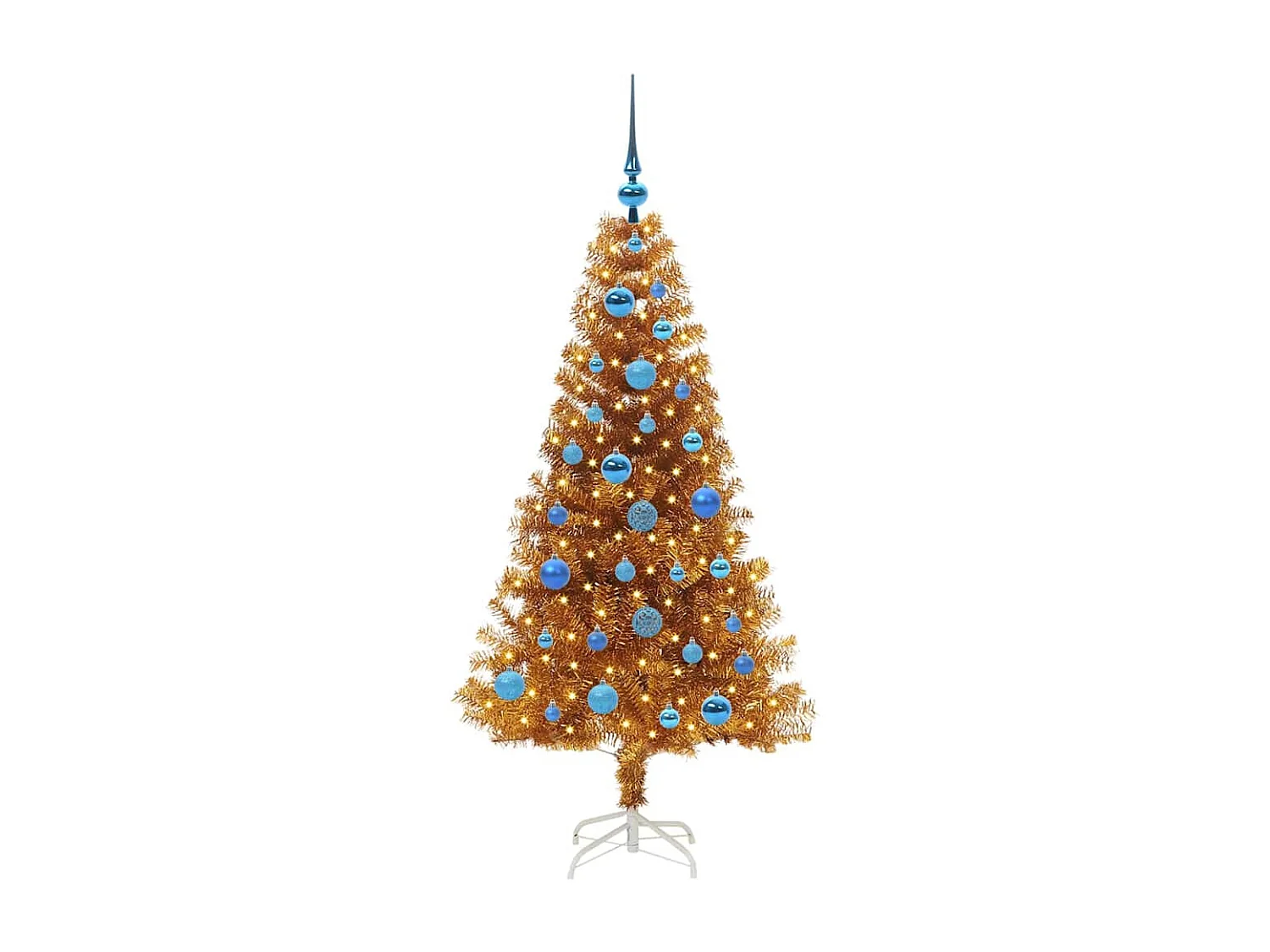 Sapin de Noël avec 150 LED avec support Doré 150 cm PET