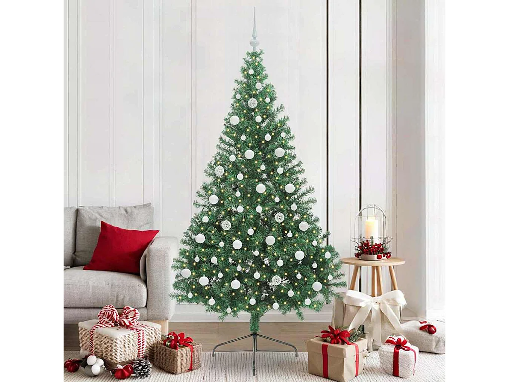 Sapin de Noël artificiel pré-éclairé Vert 210 cm PVC