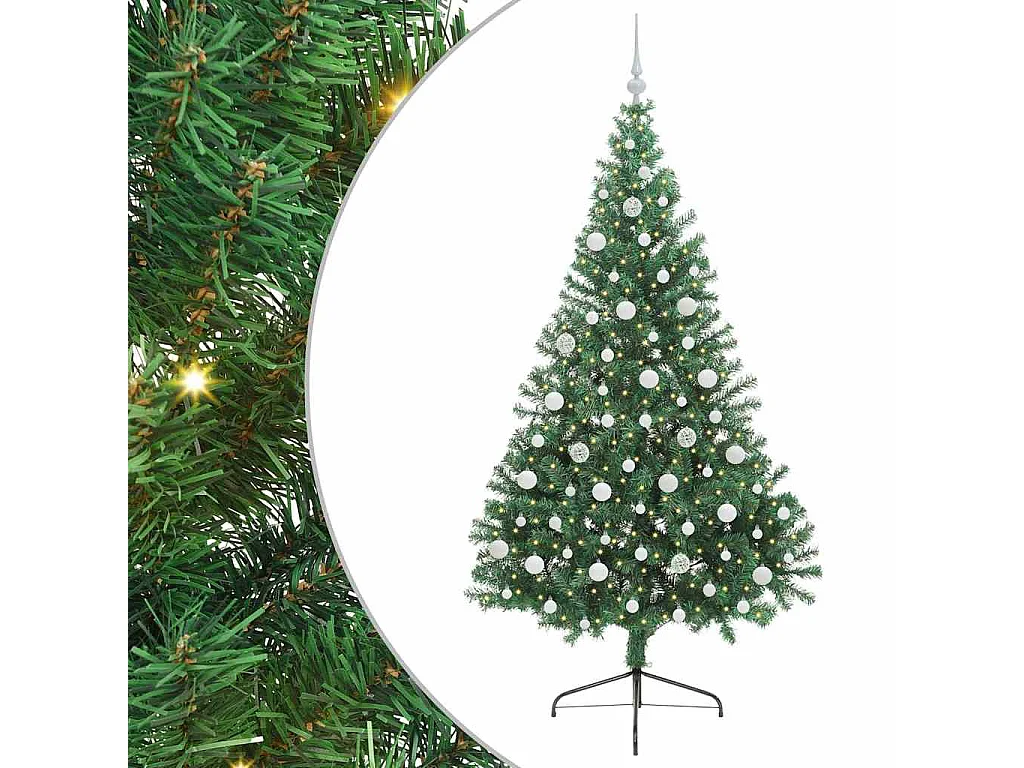 Voorverlichte kunstkerstboom groen 210cm PVC